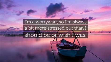 David Nail Quote: “I’m a worrywart, so I’m always a bit more stressed out than I should be or ...