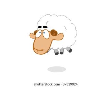 Cartoonish Sheep Jumping Isolated On White Stock Illustration 87319024 ...