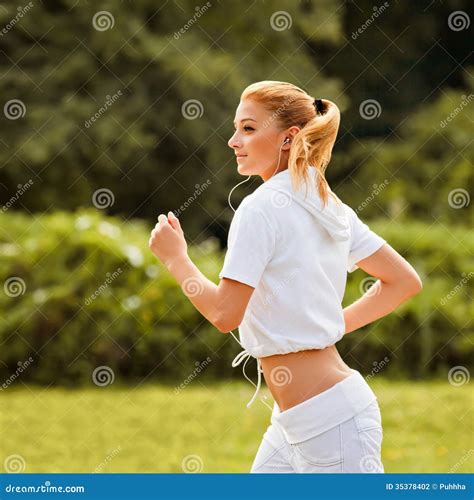 Athletic Runner Training in a Park for Marathon. Fitness Girl Ru Stock Photo - Image of exercise ...