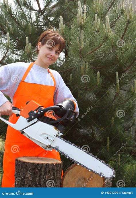 A logger with a chainsaw stock image. Image of lumberman - 14301399