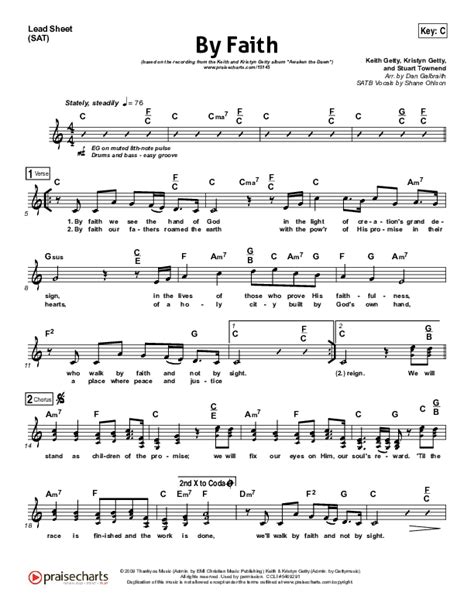 By Faith Sheet Music PDF (Keith & Kristyn Getty) - PraiseCharts