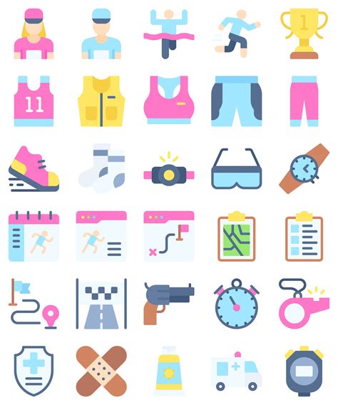 Marathon related flat icon set, vector illustration 25276123 Vector Art ...