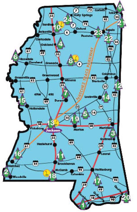 Mississippi State Parks Map - Printable Map