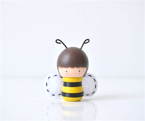 Little Bumble Bee Wooden Friend by TheCupcakeGirls on Etsy | Clothespin dolls, Wood peg dolls ...