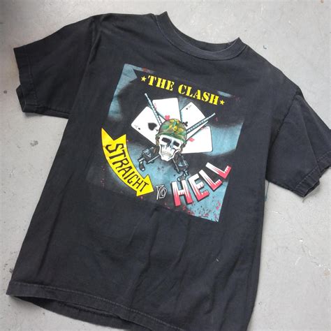 The #Clash #band t-shirt straight to hell graphic on... - Depop