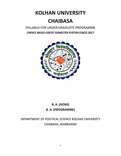 Political Science Syllabus for UG Hons and Pass Course - KOLHAN UNIVERSITY CHAIBASA SYLLABUS FOR ...