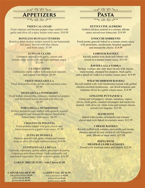 Bella Pasta menus in Pawtucket, Rhode Island, United States