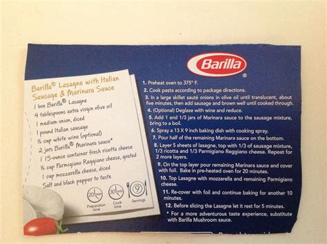 Barilla Lasagna Recipe On Back Of Box | Besto Blog