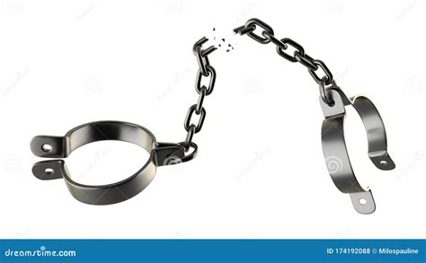 Broken Shackles Isolated on White Background. 3D-rendering Stock ...