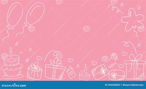 Happy Birthday Banner with Doodle Elements. Stock Vector - Illustration of number, flower: 296246085