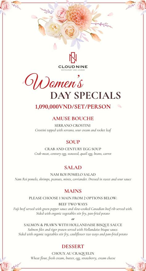 Cloud Nine Women's Day Special Set - Best Fine Dining Restaurant in ...