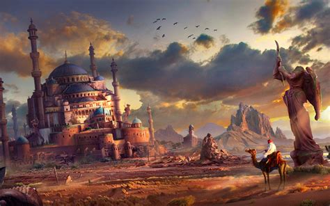 🔥 Free Download Fantasy City Painting Wallpaper Hd For Desktop by ...