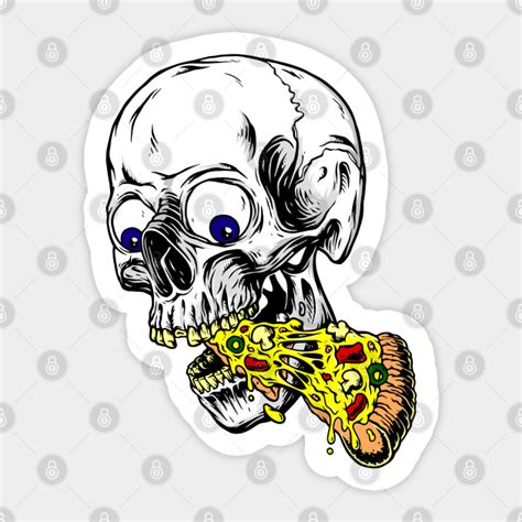 skeleton eating pizza - Skeleton Eating Pizza - Sticker | TeePublic