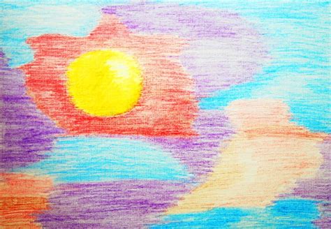 The Sun. Abstract Color Watercolor Pensil Painting Stock Illustration - Illustration of color ...