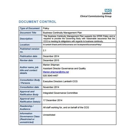 Healthcare Business Continuity Plan Template – williamson-ga.us