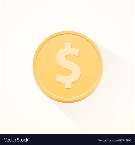 Simple flat cartoon dollar coin Royalty Free Vector Image