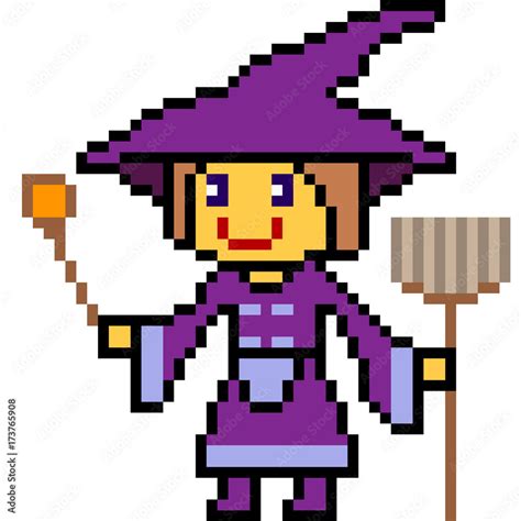 vector pixel art halloween witch Stock Vector | Adobe Stock