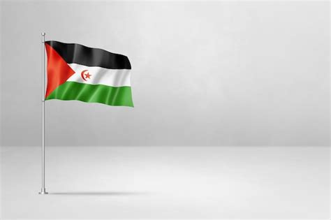 Premium Photo | Sahrawi flag isolated on white concrete wall background