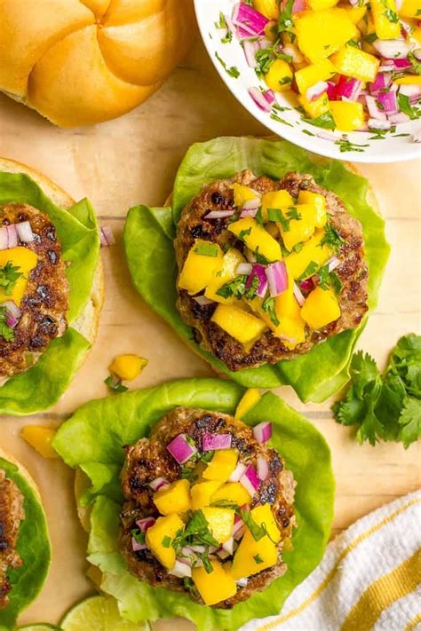 Spicy pork burgers with mango salsa - Family Food on the Table