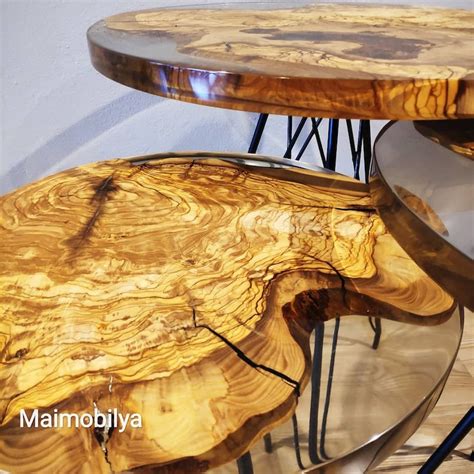 Epoxy Coffee Table, Resin Wood Coffee Table, Nesting Coffee Table, Set ...