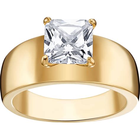 Gold-Tone Princess CZ Wide Band Wedding Ring - Walmart.com