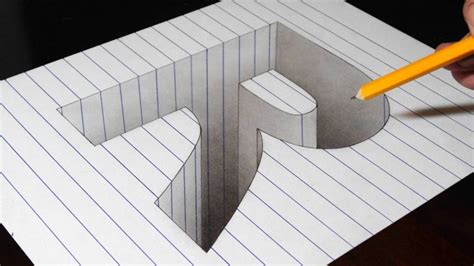 Drawing a R Hole in Line Paper - 3D Trick Art Optical Illusion - YouTube