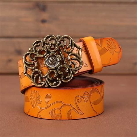 Women'S Vintage Embossed Leather Wide Belt 10538945C – GRACELOOK