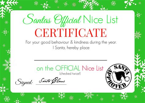 Printable Santa Nice List Certificate 2019 - Printable Word Searches