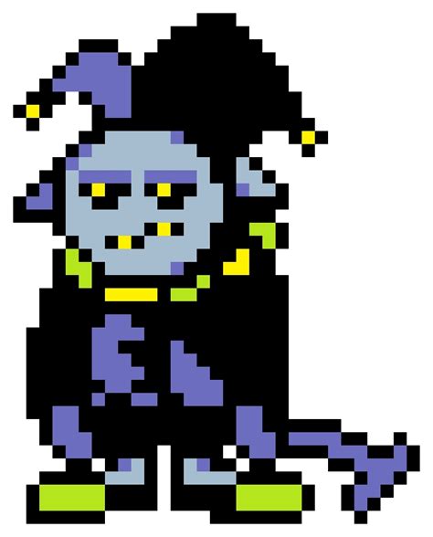 a pixellated image of a witch with yellow eyes and purple hair, sitting ...