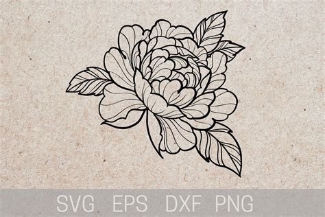 Peony Tattoo Stencil, Peony Tattoo Desig Graphic by tattooworker ...