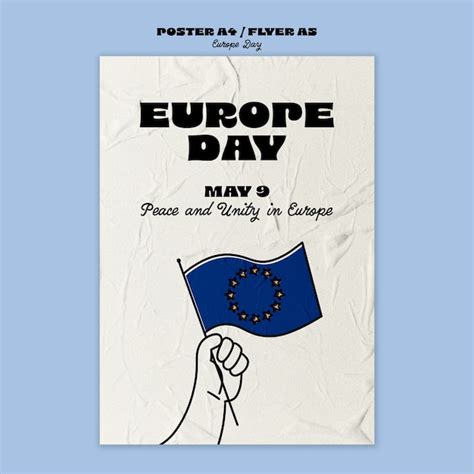 Free PSD | Hand drawn europe day poster template