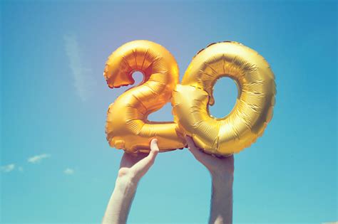 Gold Number 20 Balloon Stock Photo - Download Image Now - iStock