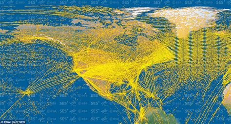 Satellite map shows 15,000 aircraft as they travel around the planet ...