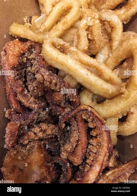 Fried Octopus and Squid Stock Photo - Alamy