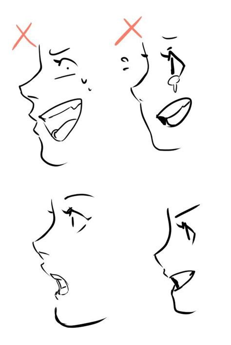 Side View Of Face Drawing Open Mouth