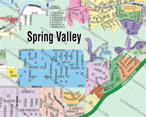 Spring Valley Map, San Diego County, CA – Otto Maps