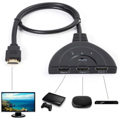 EastVita 3 Port HDMI Switch Switcher HDMI Splitter Cable Multi Switcher for XBOX HDTV PS3 PS4 ...