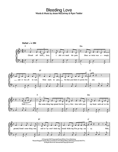 Leona Lewis "Bleeding Love" Sheet Music Notes | Download Printable PDF ...