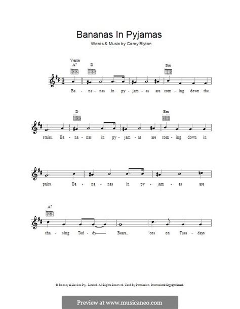 Bananas in Pyjamas by C. Blyton - sheet music on MusicaNeo