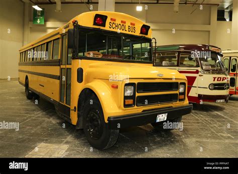 ISTANBUL, TURKEY - JULY 01, 2018: Chevrolet School Bus 1982 display at ...