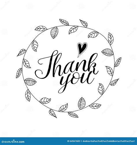 Inscription Thank You With Hand Drawn Floral Stock Vector - Image: 64567683