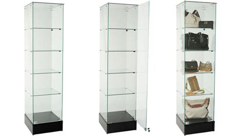 Retail Tower Display Case | Frameless Showcase with Tempered Glass