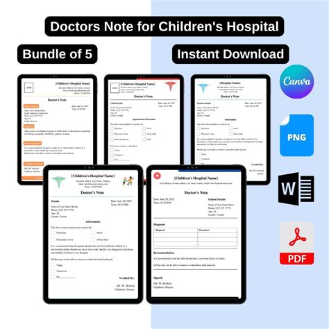 Children's Hospital Doctors Note Template Printable PDF Word