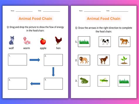 Printable Animal Food Chain Worksheet and Activity - Cut And Paste for Grade 1 | Teaching Resources