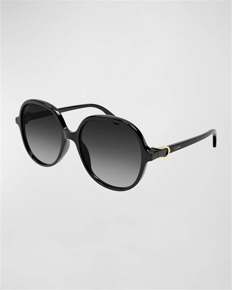 Cartier Logo Round Acetate Sunglasses | Neiman Marcus