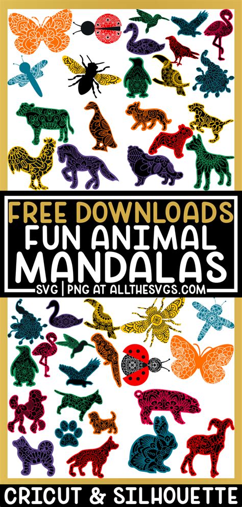 free animal mandala svg files - cricut, silhouette - dog, bird, paw, farm, insect, jungle safari ...