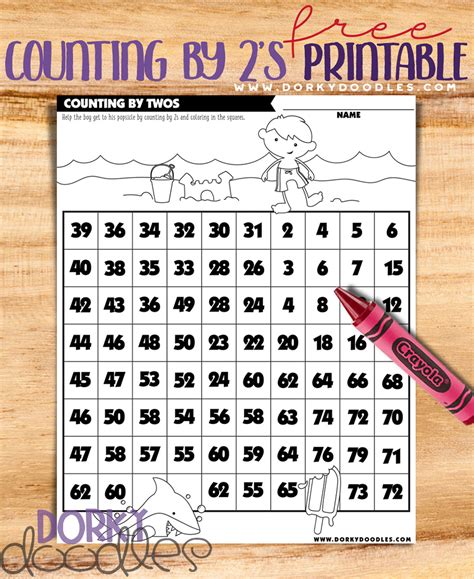 Count by Two's Printable Worksheet – Dorky Doodles