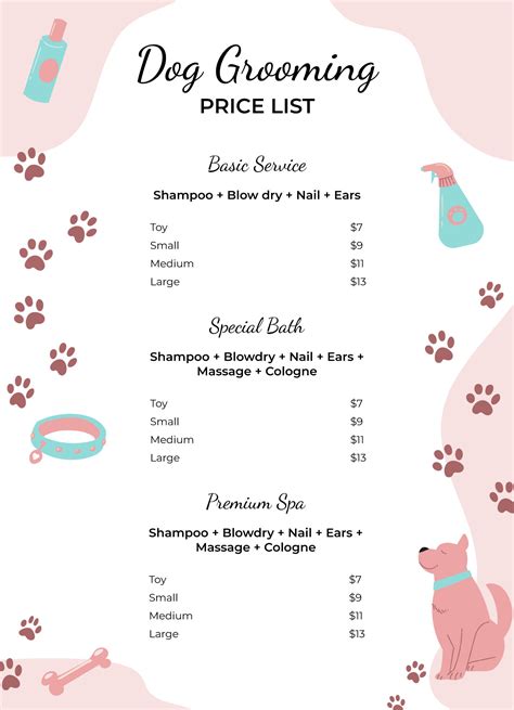 Dog Grooming Price List Template (Ready To Use)