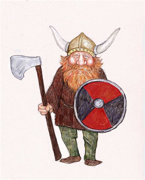 Happy Viking Drawing by Peggy Wilson