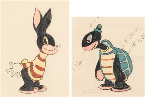 The Tortoise and the Hare Color Model Drawings Group of 2 Walt Disney, 1935.... Total 2 Original ...